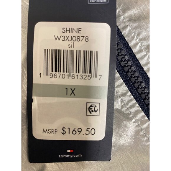 Tommy Hilfiger Women's Silver Hooded Zippered Metallic Windbreaker NWT - Picture 4 of 6